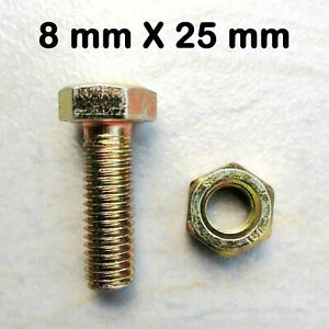 (25) 8 mm X 25 mm Grade 8 Hex Head Cap Screw Bolt Yellow Zinc Coarse