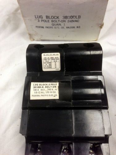 Fpe stab lok federal pacific circuit 100 amp 3 pole type nb nb3100 for sale