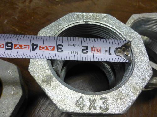 one (1)  4&#034; x 3&#034; 4x3 inch Reducing Bushing Malleable Hex Cast Iron pipe