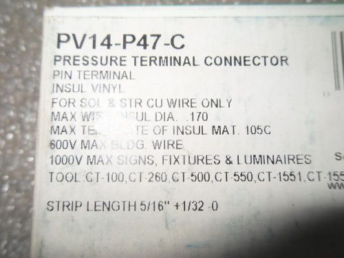 (X14-2) 1 LOT OF 167 NIB PANDUIT PV14-P47-C PRESSURE TERMINAL CONNECTORS