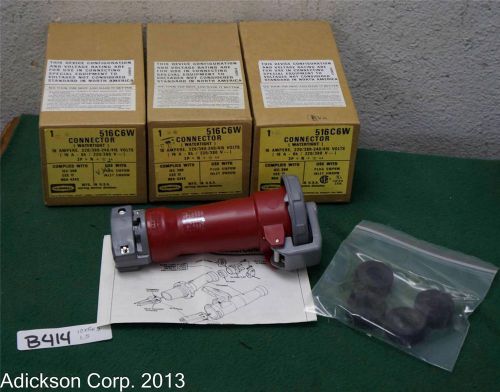 New in box hubbell hbl516c6w ac connector iec60309 516c6w iec 309 pin &amp; sleeve for sale