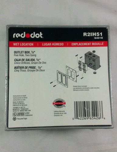 OUTLET BOX FIVE HOLE TWO GANG RED-DOT WET LOCATION OUTLET BOX 1/2 R21H51