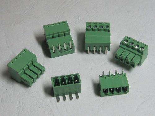 100 pcs Angle 4 pin Pitch 3.81mm Screw Terminal Block Connector Pluggable Type