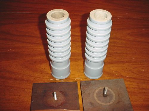 TWO Vintage Porcelain High Voltage Line Electrical Insulators