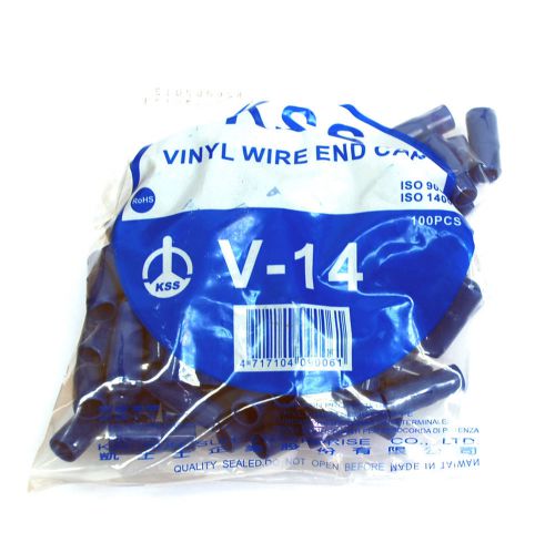 100pc Vinyl (soft flexible PVC) wire end cap V-14BE V-14 Color=Blue RoHS KSS