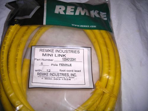 New Remke Industries 105A0120A1 5 Pole Female Automation Cable 12&#039; Yellow