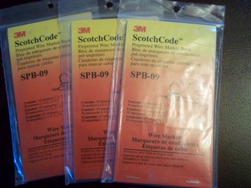 Lot of 3 3M ScotchCode Preprinted Wire Marker Book SPB-09