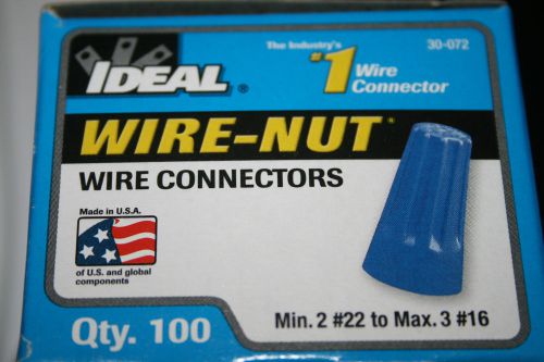 Ideal 30-072 wire-nut 72b wire connector blue 100pc/box - new for sale