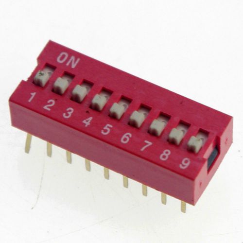 10 x DIP Switch 9 Positions 2.54mm Pitch Through Hole Silver Top Actuated Slide