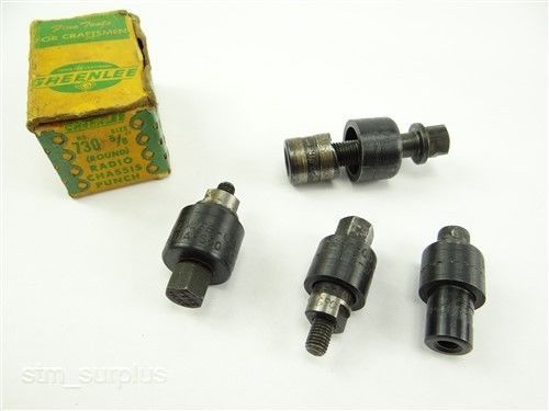 LOT OF 4 GREENLEE RADIO CHASSIS PUNCHES 1/2&#034; 5/8&#034; 11/16&#034;