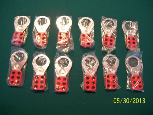 12 - new - brady # 65376 - red - 6 lock - safety lockout lockoff hasps for sale