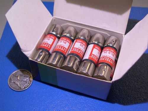 10pc littelfuse fast acting midget fuse bls25 25amp 600vac new in box for sale