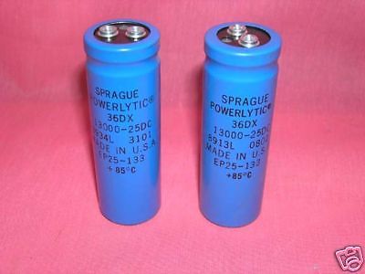 13000 uf   25vdc 13000uf capacitors   sprague lot of two for sale