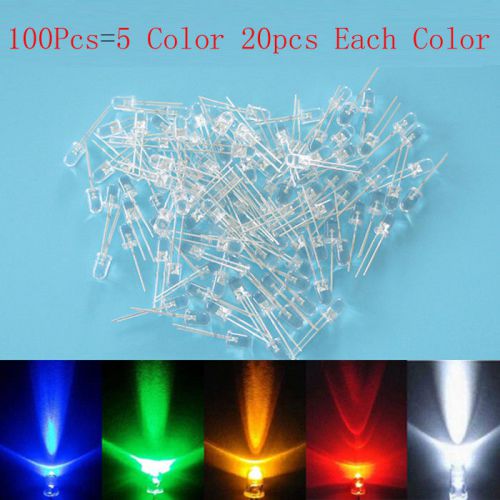 3mm white red blue green yellow led light bulb emitting diode lamp  100pcs for sale