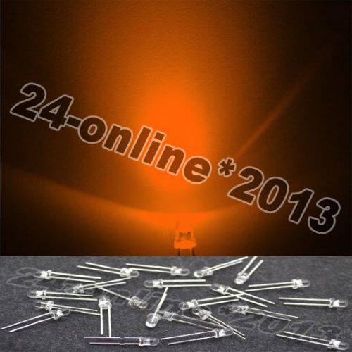1000pcs 3mm 2pin waterclear orange round top plug-in led lamp beads diy for sale