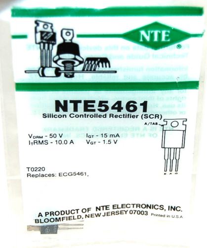 NTE NTE5461 SILICON CONTROLLED RECTIFIER SCR TO220 EQUIV ECG5461 SK5461