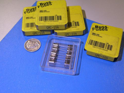 Cooper bussmann fuse 10a 125v medium time delay 5x20mm gmc-10 lot qty: 20 fuses for sale