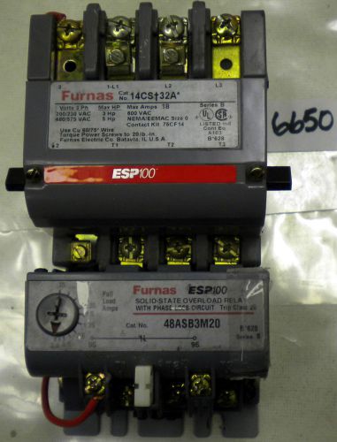 (6650) furnas starter size 0 14csd32a max 18a w/ ol relay 48asb3m20 for sale