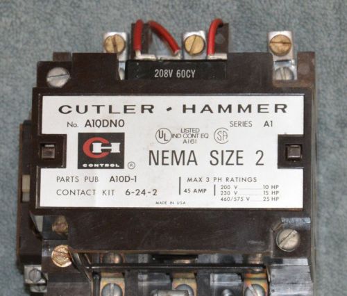 Cutler Hammer NEMA Size 2 A10DN0 Contactor Motor Starter NOS