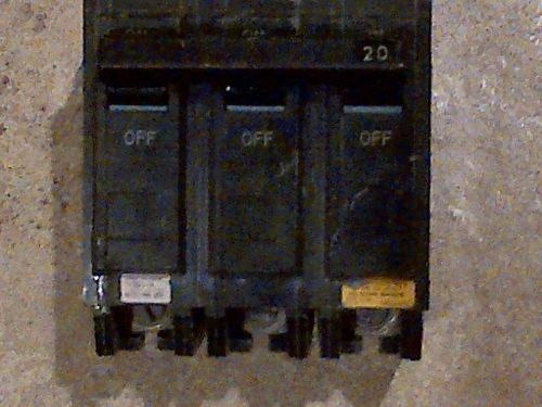 General Electric Type THQB 3 Pole Molded Case Circuit Breaker THQB32020 20A