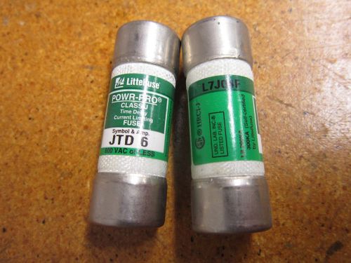 Littelfuse JTD 6 Time Delay Current Limiting Fuse Class J 6A 600VAC New (2)