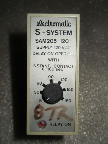 (y6-5) 1 used electromatic sam205-120 8-180 sec 120vac timer for sale