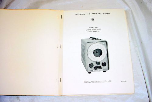Hewlett Packard HP 200J Audio Oscillator Operating &amp; Service Manual