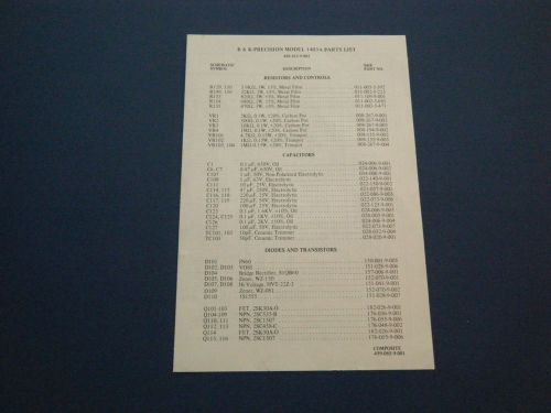 B&amp;K BK Precision 1403A Oscilloscope Parts List / Schematic Diagram - ORIGINAL