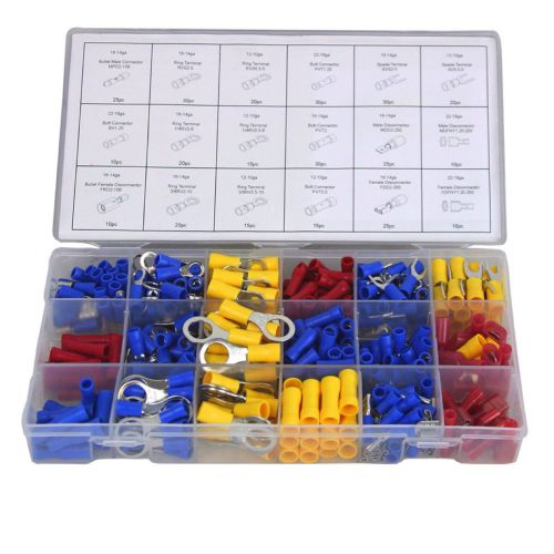 360 pc Set Electrical Terminal Bullet Ring Butt Connector Assortment Kit Box