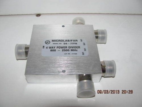 MICROLAB/FXR D4-77FN 800-2500 MHZ 4-WAY POWER SPLITTER COAXIAL RF N CONN.