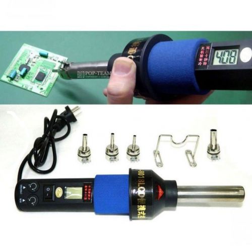 Portable lcd hot air gun soldering station ics smd for bga nozzle 450°c 450w 220v for sale