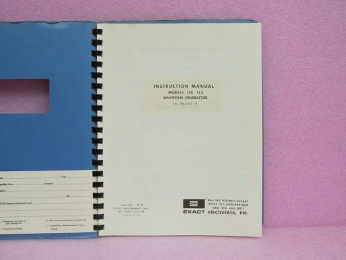 Exact Electronics Manual 120, 123 Waveform Generators Instruction Manual w/Schem