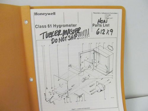 Honeywell Model Class 61 Hygrometer Parts List