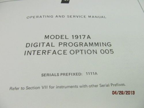Agilent/HP 1917A Digital Programming Interface Opt 005 Operating Service/schems
