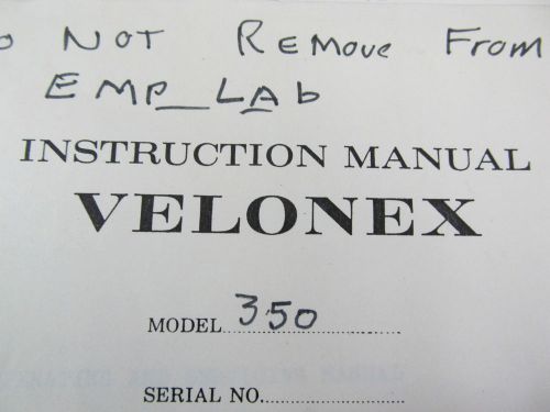 VELONEX 350 Pulse Generator Instruction Manual. (No schematics)