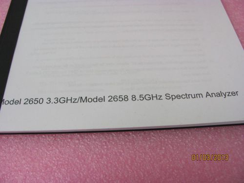 BK PRECISION MODEL 2650 3.3GHz/Model 2658 8.5GHz Spectrum Analyzer Instruction