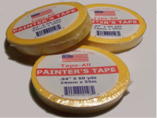 Tape-All Painters tape .94&#034; x 60 Yards 24mm x55mm ( Yellow Tape ) 3 Rolls