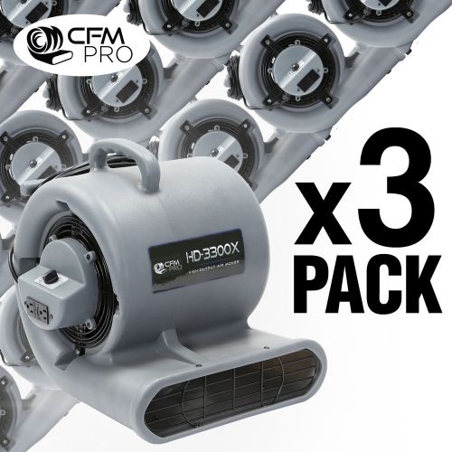 CFM Pro 3300 Air Mover Blower Carpet Dryer Floor Drying Industrial Fan - 3 Pack