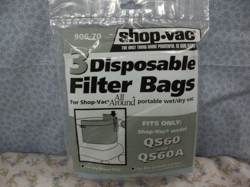 SHOP-VAC, 3 Disposable Collection Filter Bags for AllAround®, Part# 906-70