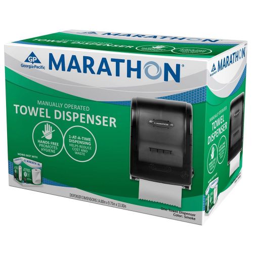 Marathon roll towel dispenser manually operated smoke 350 ft capacity for sale