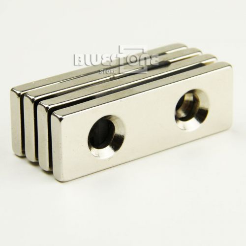 4 Super Strong Neodymium Block Countersunk 2 Hole 5mm Magnets 60mm x 20mm x 5mm