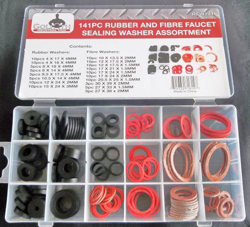 141pc goliath industrial rubber / fibre faucet sealing washer assortment rfw141 for sale