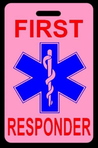 Pink first responder luggage/gear bag tag - free personalization - new for sale