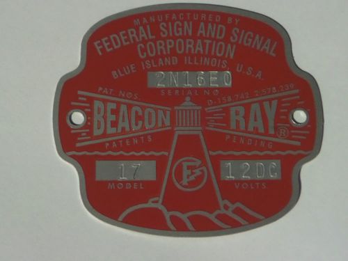 Federal Sign and Signal Model 17 Beacon Ray 12 Volt Replacement Badge