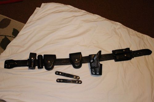 Bianchi basket weave duty belt, holster, mag holder, cuff case, oc case, keepers for sale