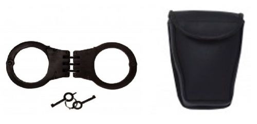 BLACK Tactical Police &amp; Security Deluxe Hinged Law Enforcement Handcuffs 30092