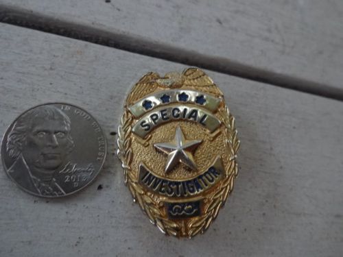 Mini Gold Tone with Blue Writing SPECIAL INVESTIGATOR Badge