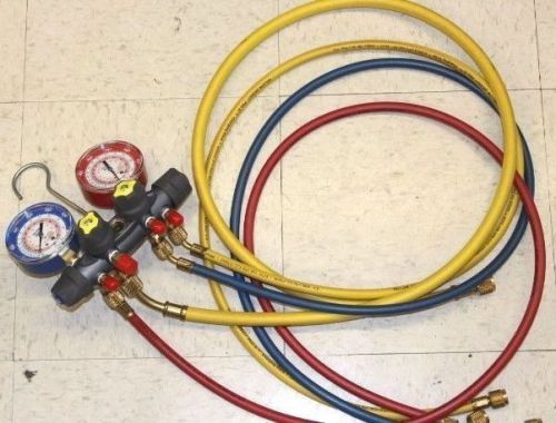 YELLOW JACKET TITAN MANIFOLD WITH 4 HOSES R-22/404A/410A