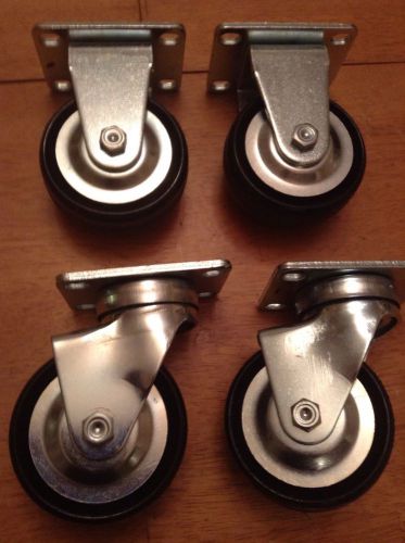 Lot 4 darnell  mounted rubber caster wheels 4-bolt 3 1/2 x 1 1/4 casters for sale