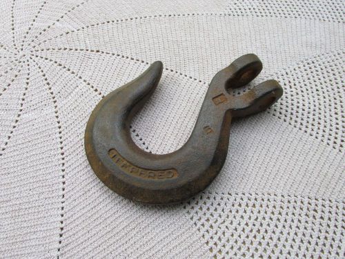Large metal lifting hook, forged, tempered, tow hook with clevis for sale